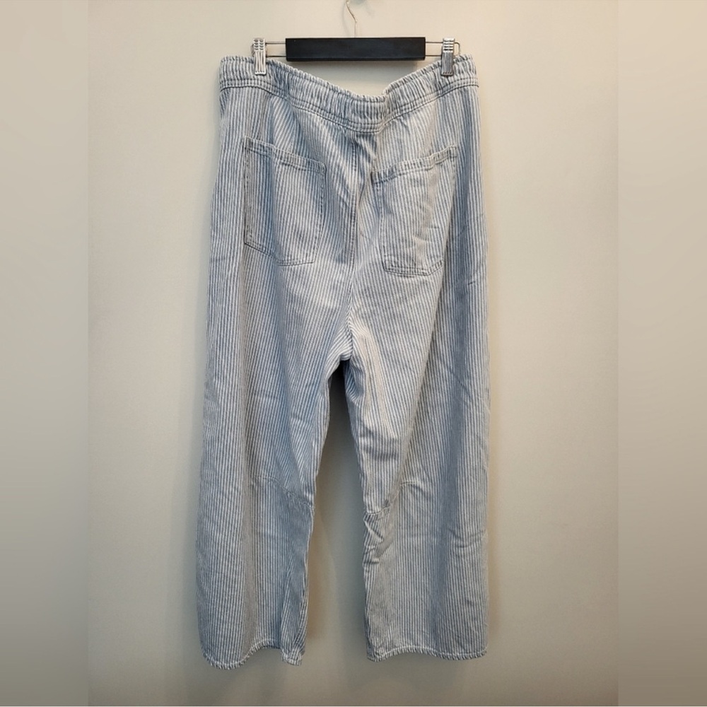 GAP Blue Striped Wide Leg Barrel Horseshoe Pants Size Large - Picture 8 of 10